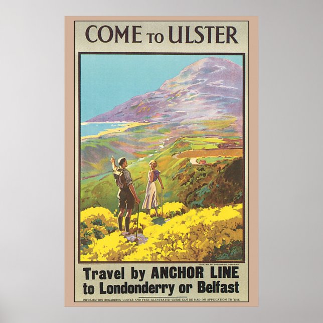 Come to Ulster Vintage Travel Poster (Front)