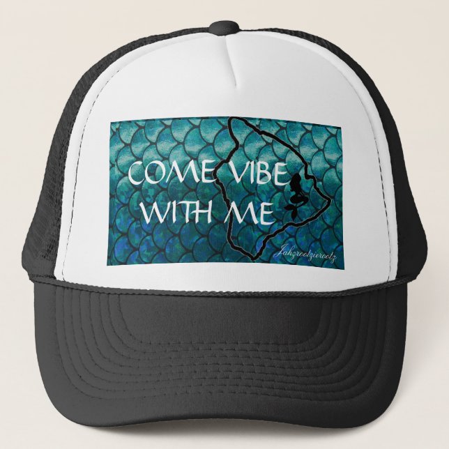 Come vibe with me blue trucker hat (Front)