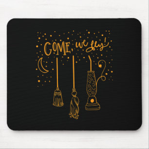 Come We Fly Fun Happy Halloween Witch Hocuss Pocus Mouse Mat