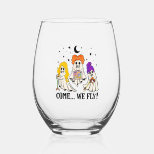 Come We Fly Funny PT SLP OT Nurse Ghost Nursing Ha Stemless Wine Glass