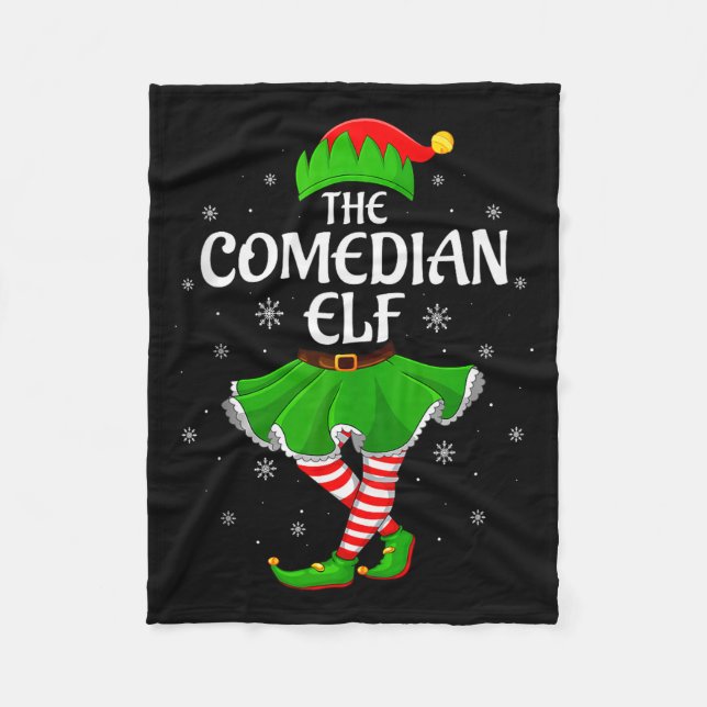 Comedian Elf Christmas Family Girls Women Elf Squa Fleece Blanket (Front)