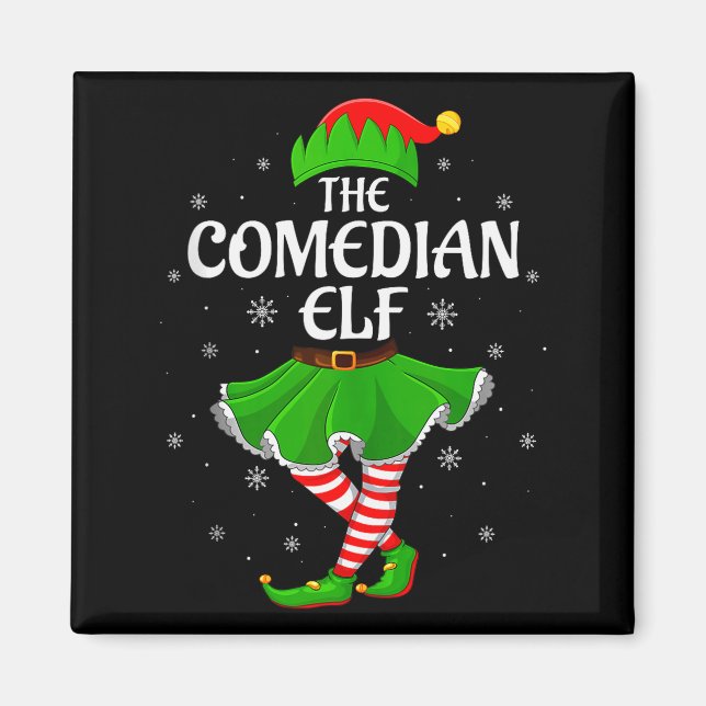 Comedian Elf Christmas Family Girls Women Elf Squa Magnet (Front)