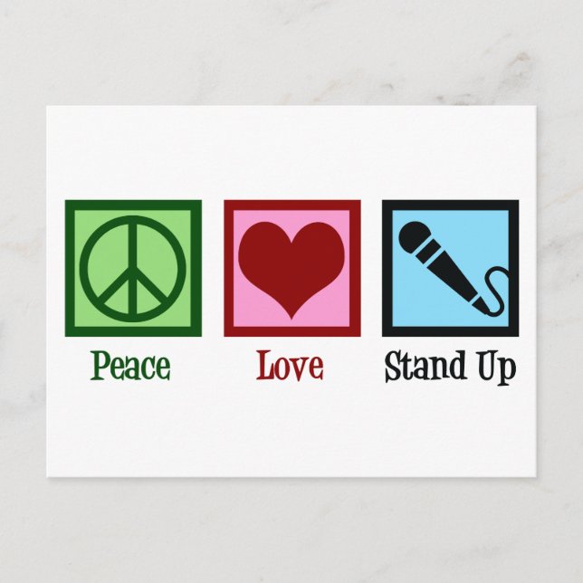Comedian Peace Love Stand Up Comedy Club Postcard (Front)