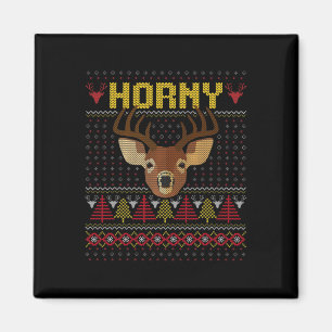 Comedic Reindeer Funny Weird Christmas Design Magnet