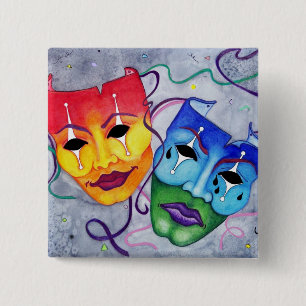 Comedy and Tragedy 15 Cm Square Badge