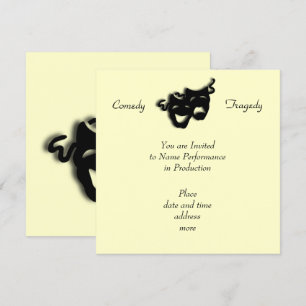Comedy and Tragedy Black Masks Invitation