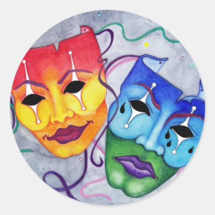 Comedy and Tragedy Classic Round Sticker