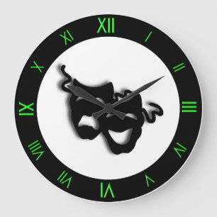 Comedy and Tragedy Cool Green Theater Wall Clock