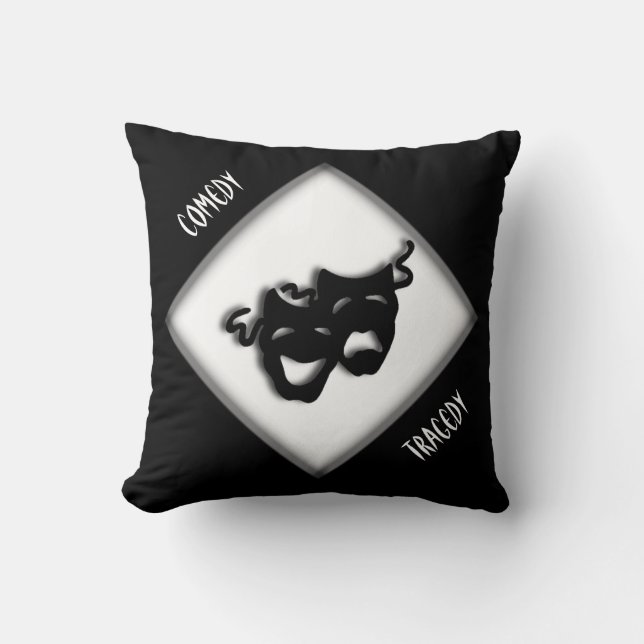 Comedy and Tragedy Greek Mask Theatre Throw Pillow (Front)