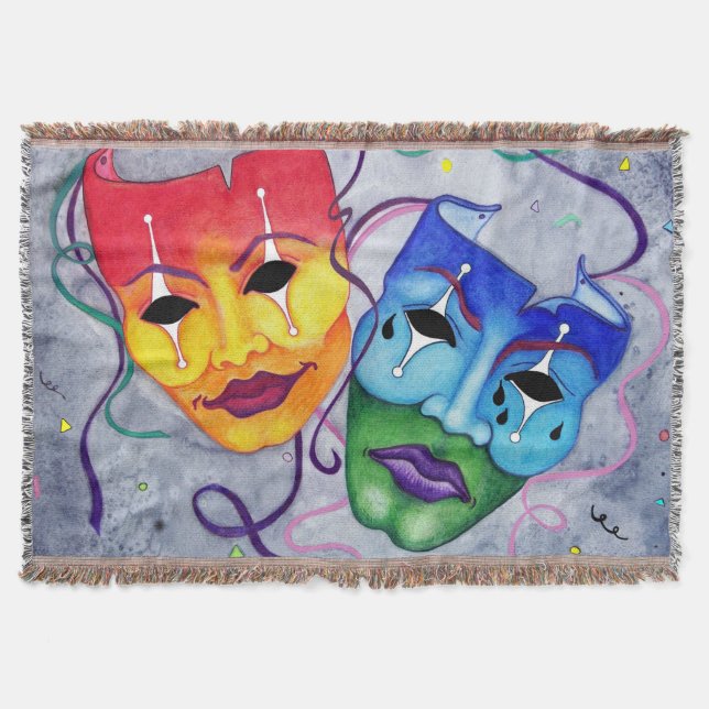Comedy and Tragedy Masks Blanket (Front)
