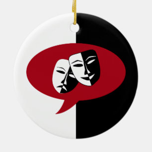 Comedy and Tragedy Masks Ceramic Tree Decoration