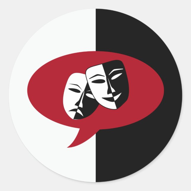 Comedy and Tragedy Masks Classic Round Sticker (Front)