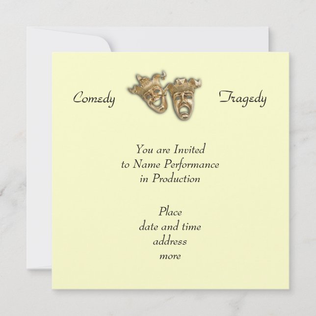 Comedy and Tragedy Masks Invitation (Front)