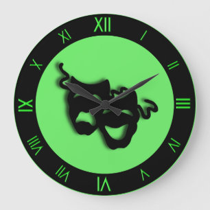 Comedy and Tragedy Neon Green Theater Wall Clock