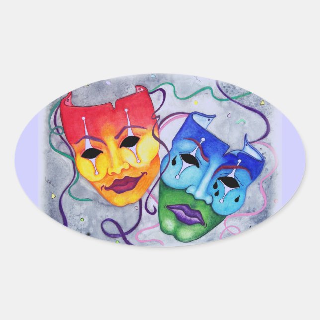 Comedy and Tragedy Oval Sticker (Front)