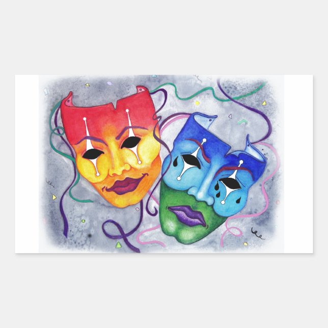 Comedy and Tragedy Rectangular Sticker (Front)