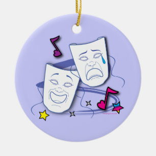 Comedy and Tragedy Stylised Drama Masks Ceramic Tree Decoration