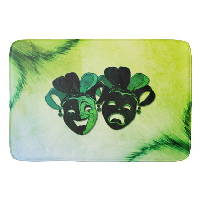  Comedy and Tragedy Theater Design Green Bath Mat (Front)
