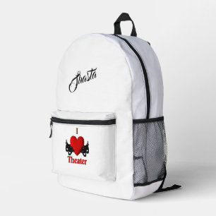 Comedy and Tragedy Theater Mask Name  Printed Backpack