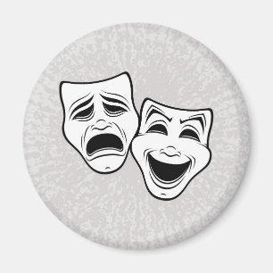 Comedy And Tragedy Theater Masks Black Line Magnet