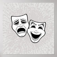 Comedy And Tragedy Theater Masks Black Line