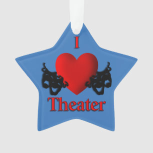 Comedy and Tragedy Theater Masks Blue Ornament