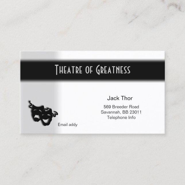 Comedy and Tragedy Theatre Business Card (Front)