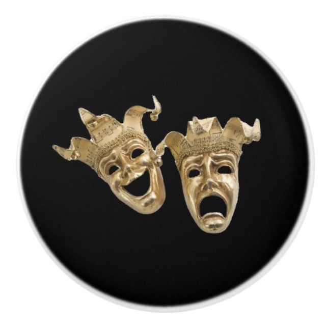 Comedy and Tragedy Theatre Ceramic Knob (Front)