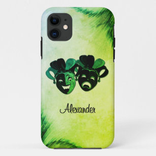  Comedy and Tragedy Theatre Design Green Case-Mate iPhone Case
