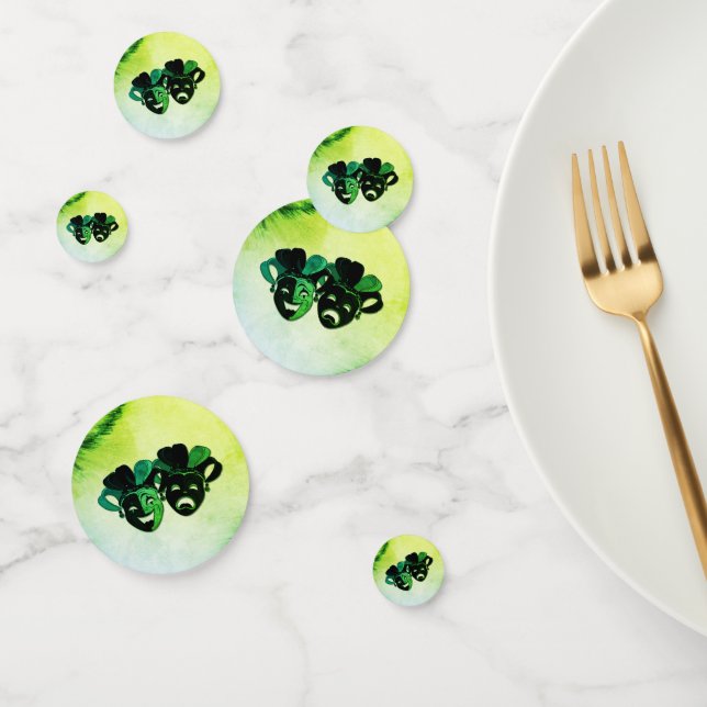  Comedy and Tragedy Theatre Design Green Confetti (Group)