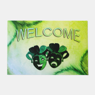  Comedy and Tragedy Theatre Design Green Doormat
