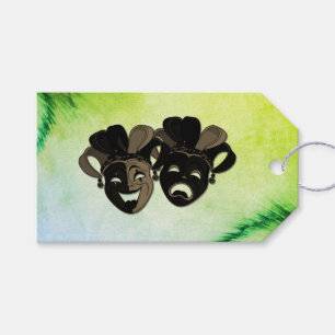  Comedy and Tragedy Theatre Design Green Gift Tags