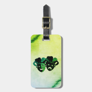  Comedy and Tragedy Theatre Design Green Luggage Tag