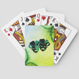 Comedy and Tragedy Theatre Design Green Playing Cards