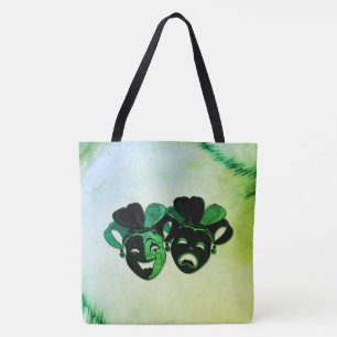 Comedy and Tragedy Theatre Design Green Tote Bag
