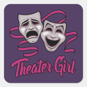 Comedy And Tragedy Theatre Girl Square Sticker