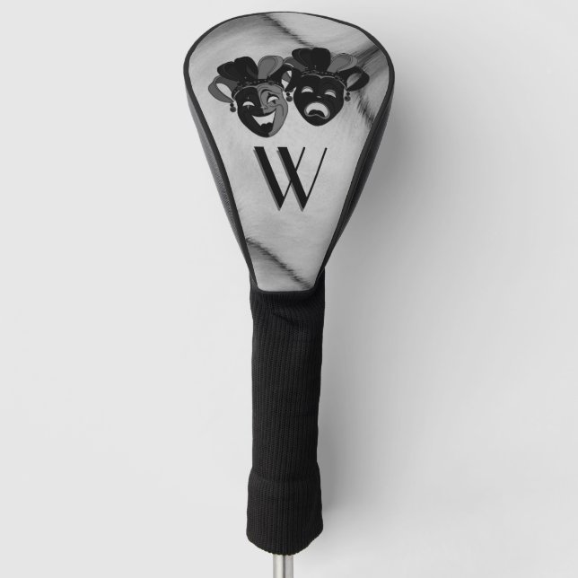 Comedy and Tragedy Theatre Jester Masks Initial Golf Head Cover (Front)