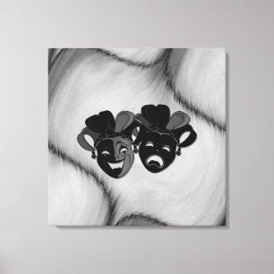 Comedy and Tragedy Theatre Jester Masks Silver Canvas Print