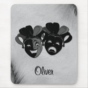 Comedy and Tragedy Theatre Jester Masks Silver Mouse Mat