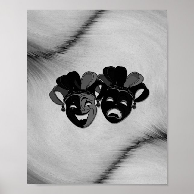 Comedy and Tragedy Theatre Jester Masks Silver Poster (Front)