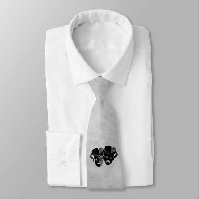 Comedy and Tragedy Theatre Jester Masks Silver Tie (Tied)