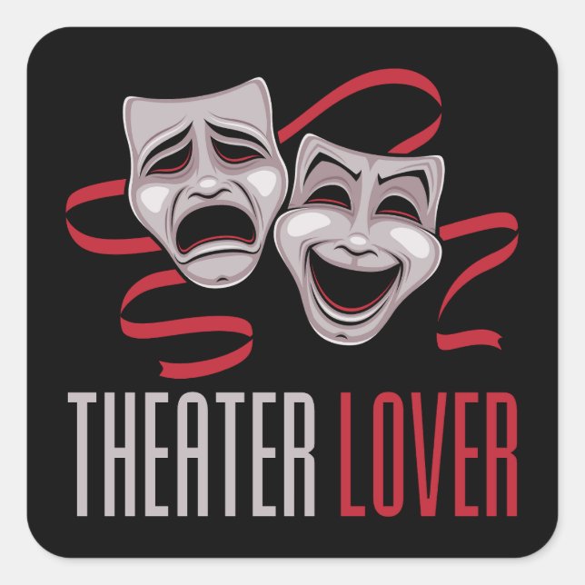 Comedy And Tragedy Theatre Lover Square Sticker (Front)