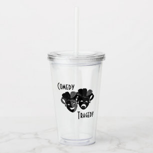 Comedy and Tragedy Theatre Masks Acrylic Tumbler