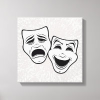 Comedy And Tragedy Theatre Masks Black Line