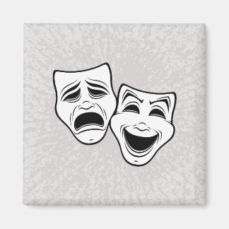 Comedy And Tragedy Theatre Masks Black Line Magnet