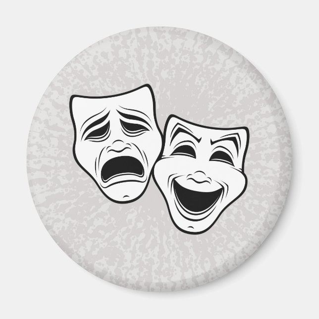 Comedy And Tragedy Theatre Masks Black Line Magnet (Front)