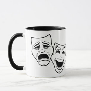 Comedy And Tragedy Theatre Masks Black Line Mug