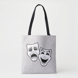 Comedy And Tragedy Theatre Masks Black Line Tote Bag