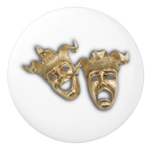 Comedy and Tragedy Theatre Masks Ceramic Knob