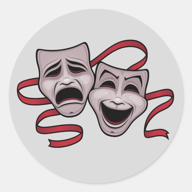 Comedy And Tragedy Theatre Masks Classic Round Sticker (Front)